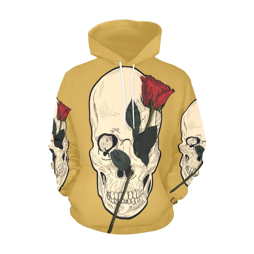 Dia Muertos Skull Rose Engraved Style | Men's All-Over Print Hoodie