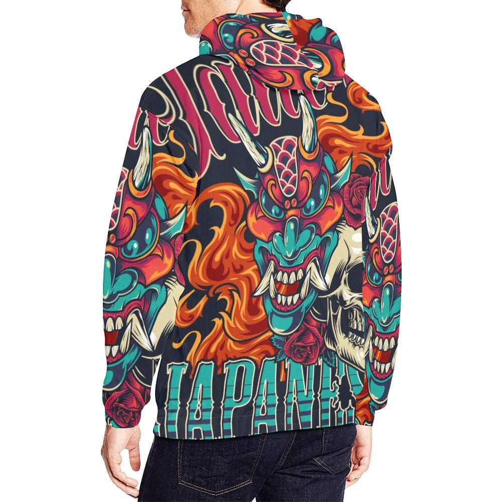 Colorful Japanese Tattoo Vintage Poster | Men's All-Over Print Hoodie