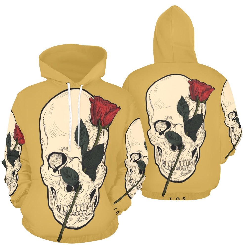Dia Muertos Skull Rose Engraved Style | Men's All-Over Print Hoodie