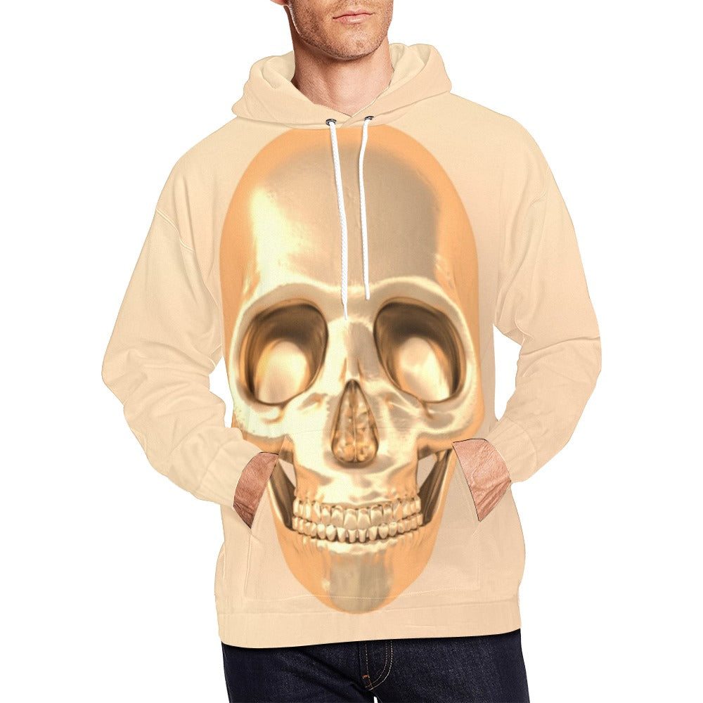 Golden 3D Skull | Men's All-Over Print Hoodie