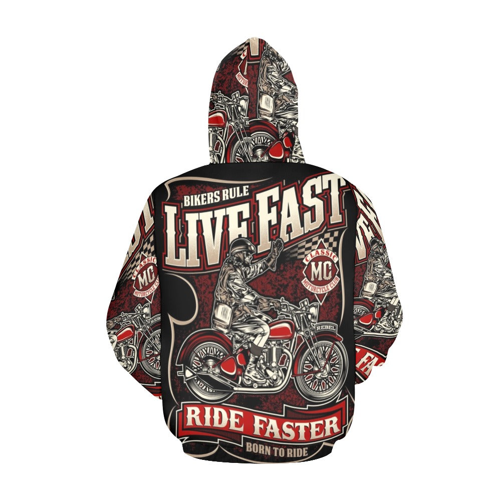 Live Fast Die Last Biker | Men's All-Over Print Hoodie