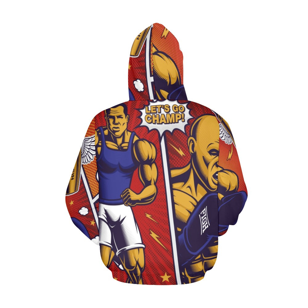 Fitness Center Pop Art Style Bodybuilder | Men's All-Over Print Hoodie