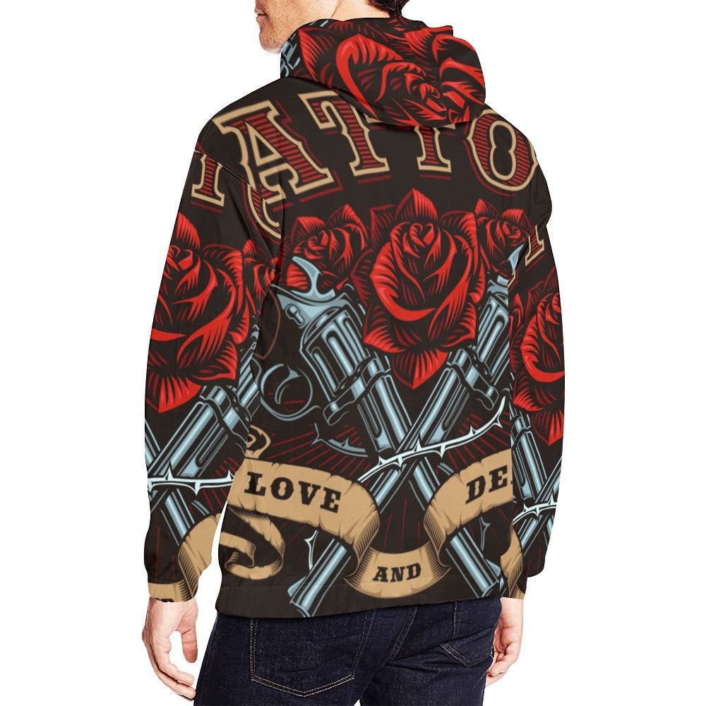 Guns Roses Tattoo | Men's All-Over Print Hoodie