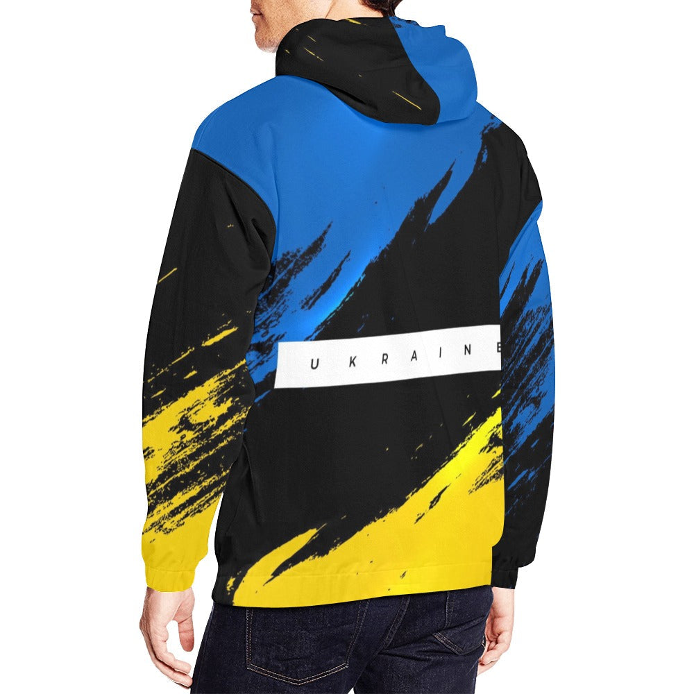 Modern Ukraine Flag Painted 3D | Men's All-Over Print Hoodie