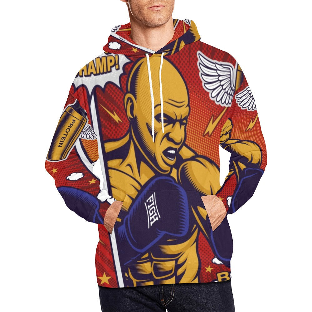 Fitness Center Pop Art Style Bodybuilder | Men's All-Over Print Hoodie