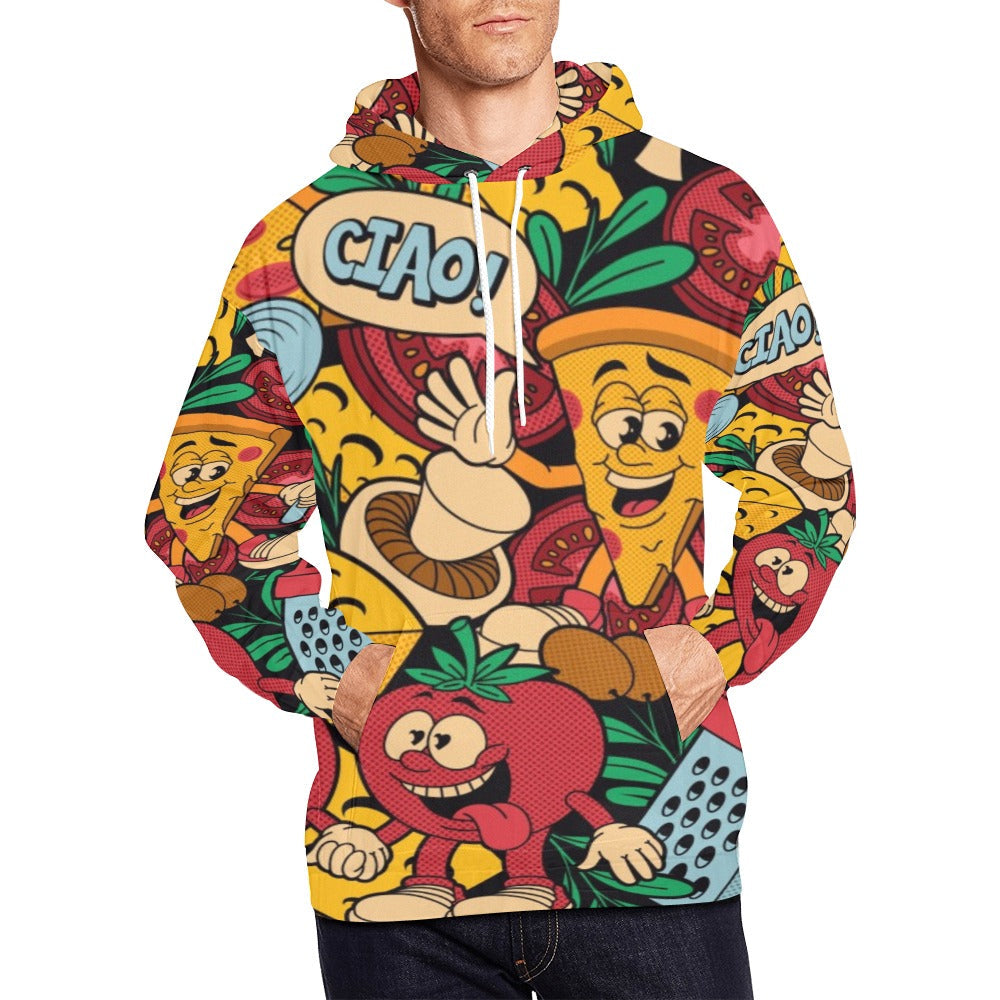 Colorful Pizza Cartoon Style | Men's All-Over Print Hoodie