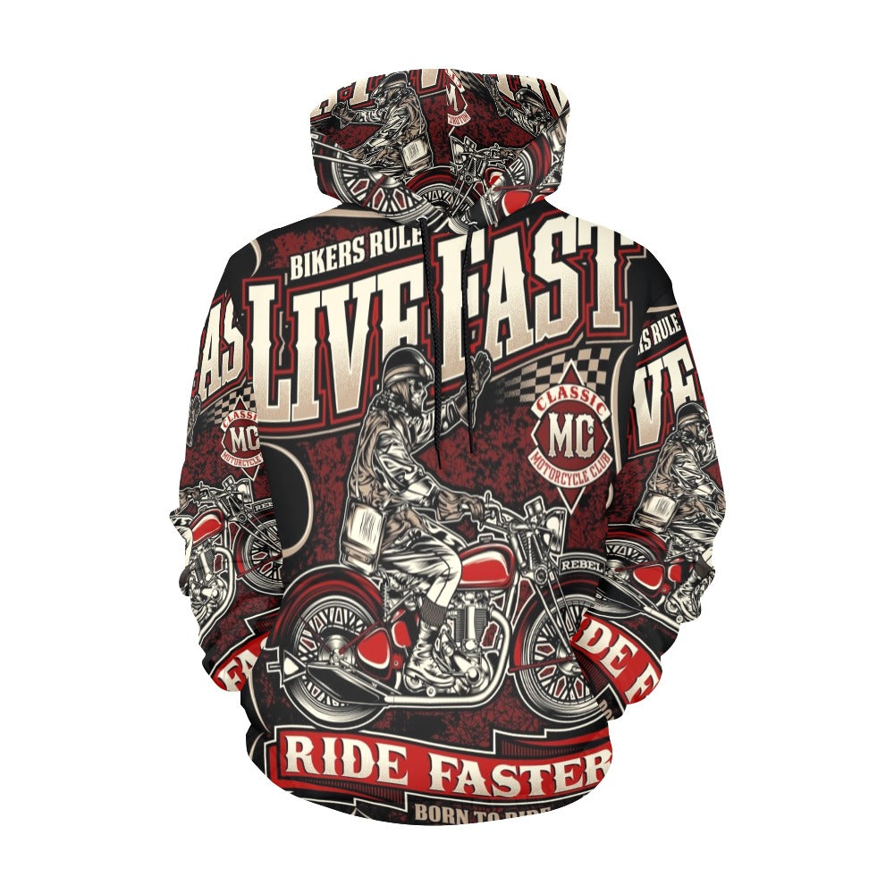 Live Fast Die Last Biker | Men's All-Over Print Hoodie