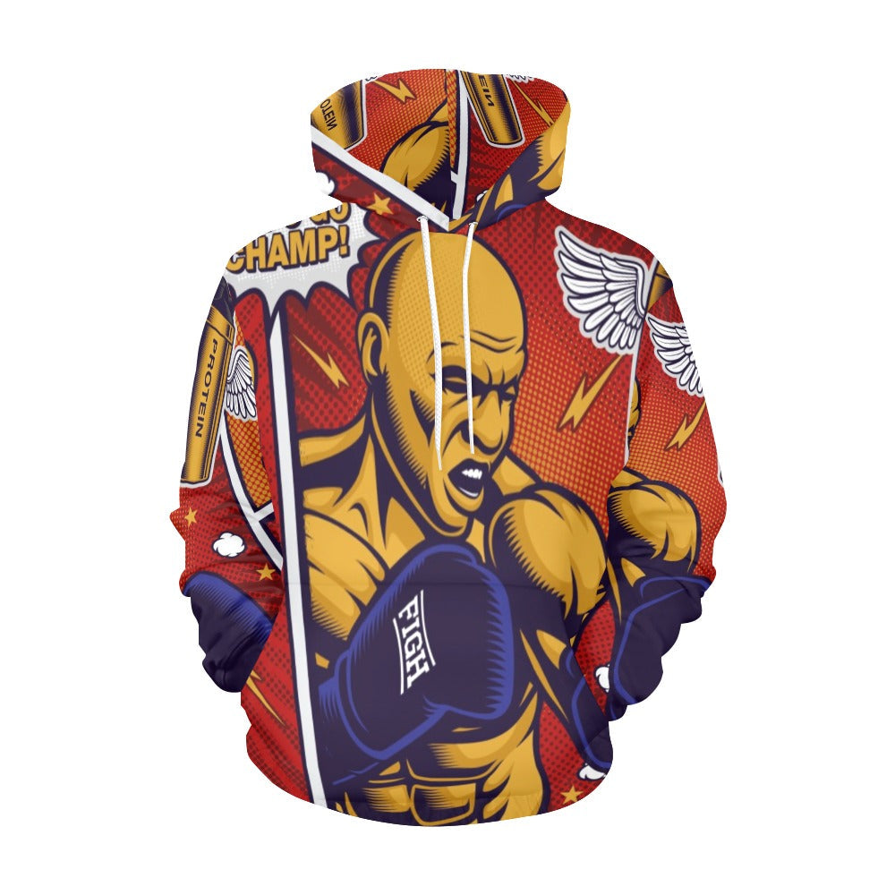 Fitness Center Pop Art Style Bodybuilder | Men's All-Over Print Hoodie
