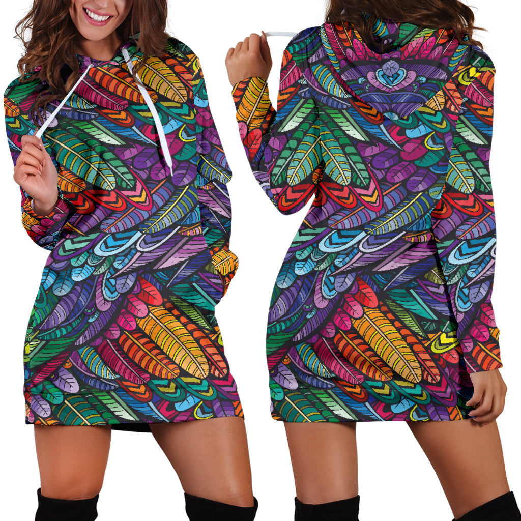Boho Feather | Hoodie Dress