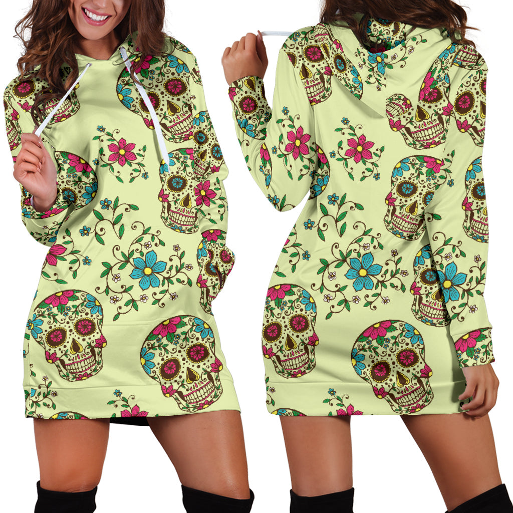Green Sugar Skull | Unisex Hoodie Dress