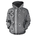 Asymmetrical Gray Bandana | Unisex Zip-Up Hoodie