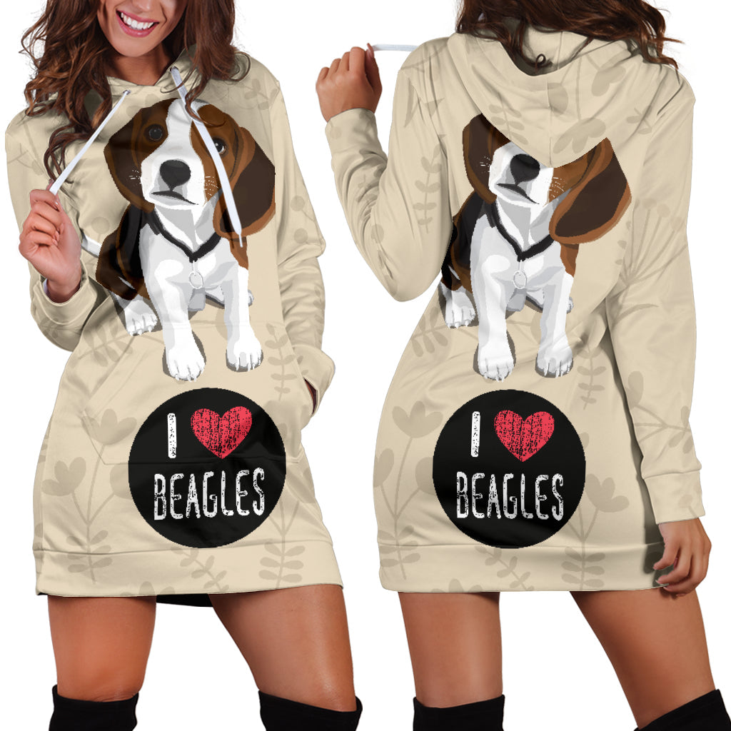 I Love Beagles for Lovers of Beagle Dogs | Hoodie Dress