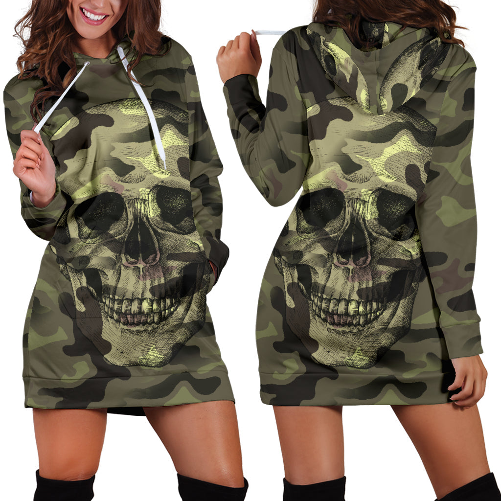Camo Skull Camouflage with Skulls | Hoodie Dress