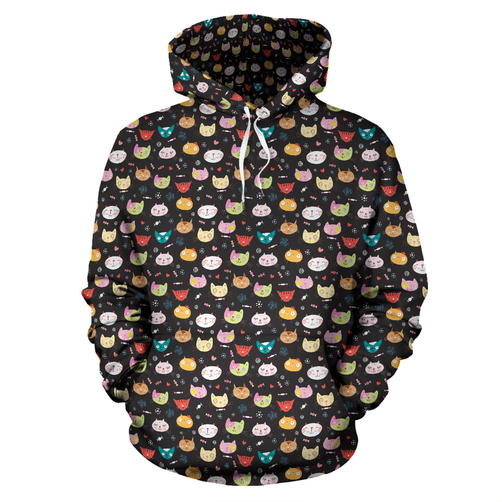 Cat Faces Black S | Unisex Hoodie