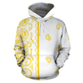Asymmetrical White and Gold Bandana | Unisex Pullover Hoodie