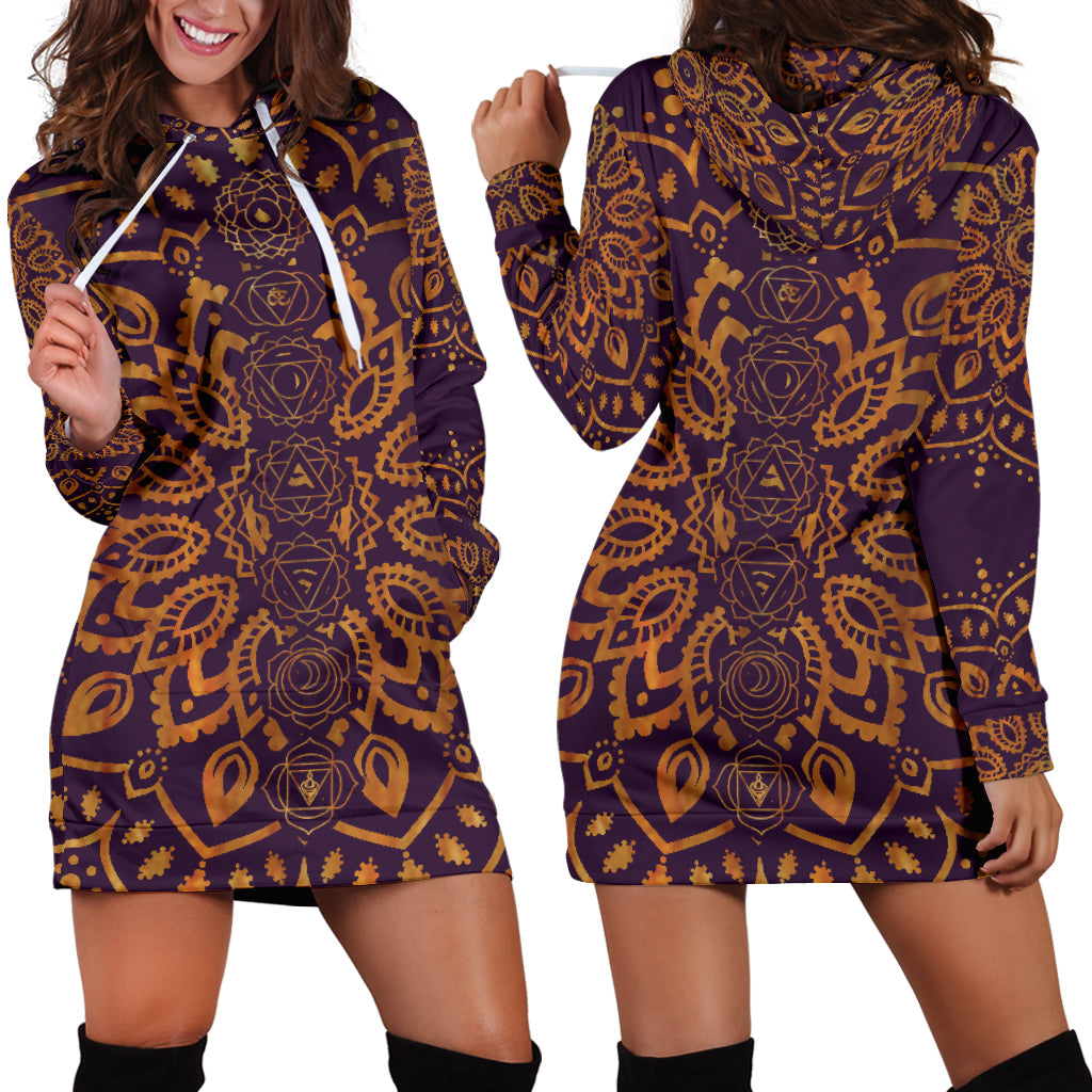 Gold Chakra Mandala | Unisex Hoodie Dress