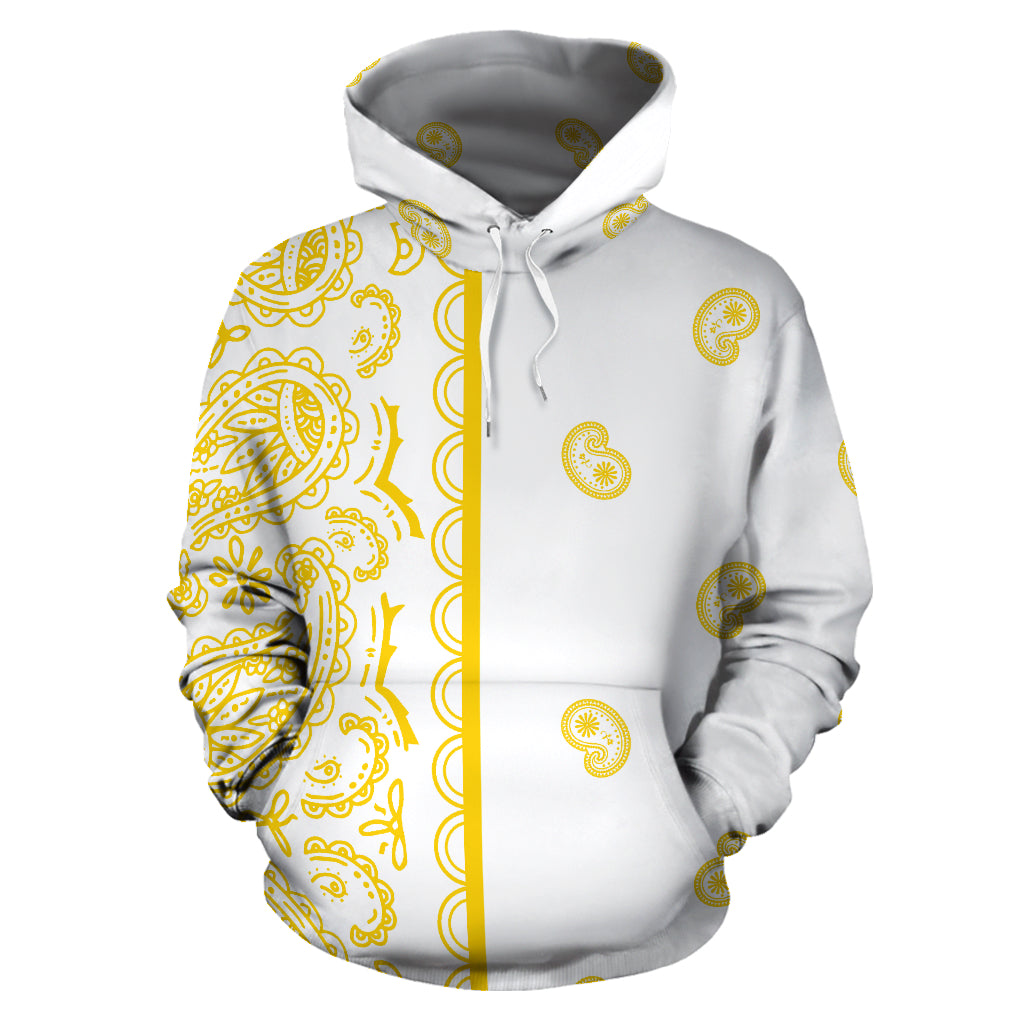 Asymmetrical White and Gold Bandana | Men's Pullover Hoodie
