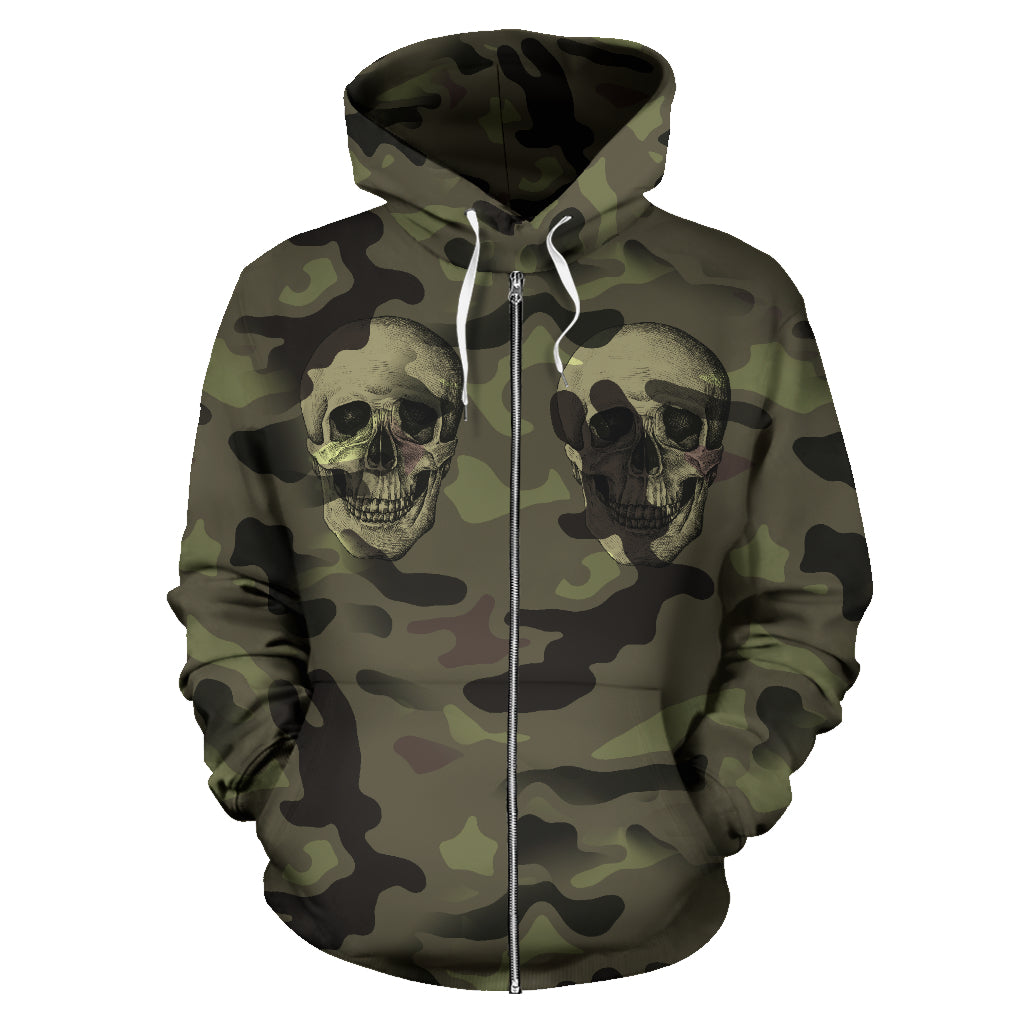 Camo Skull & Camouflage | Unisex Zip-Up Hoodie