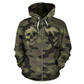 Camo Skull & Camouflage | Unisex Zip-Up Hoodie