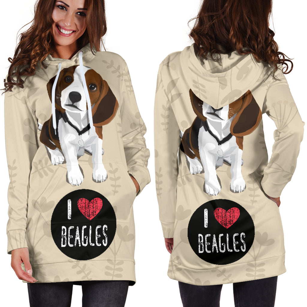 I Love Beagles for Lovers of Beagle Dogs | Hoodie Dress