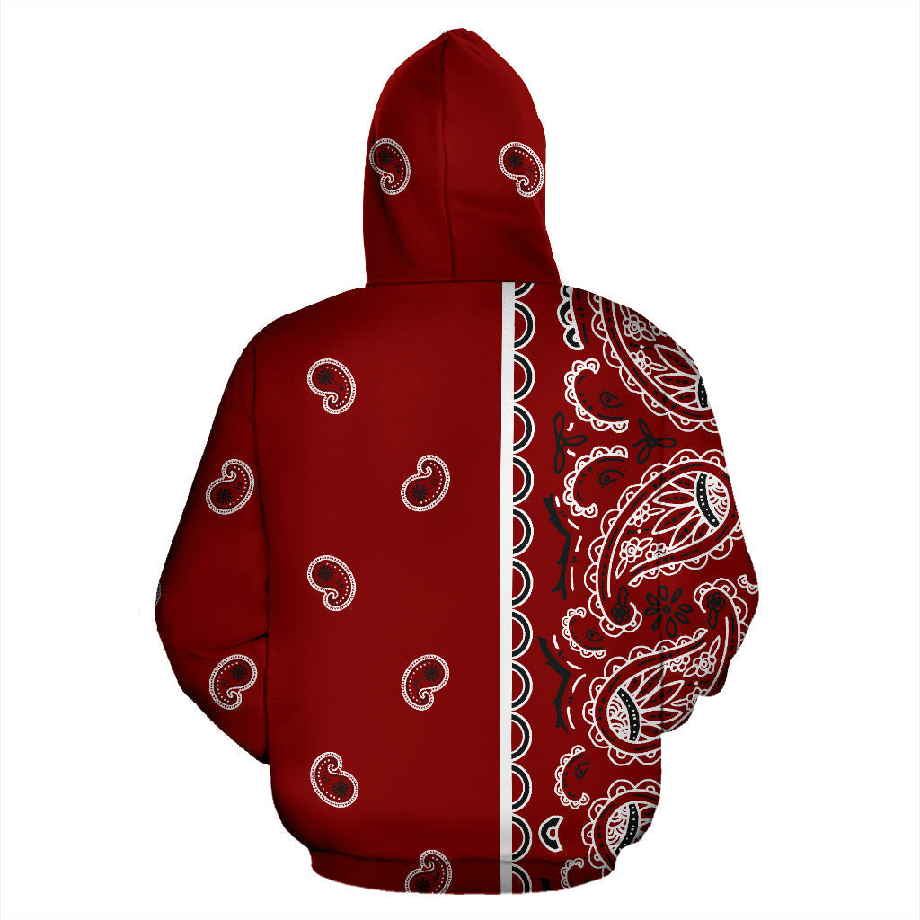Maroon Red Bandana Asymmetrical | Unisex Zip-Up Hoodie