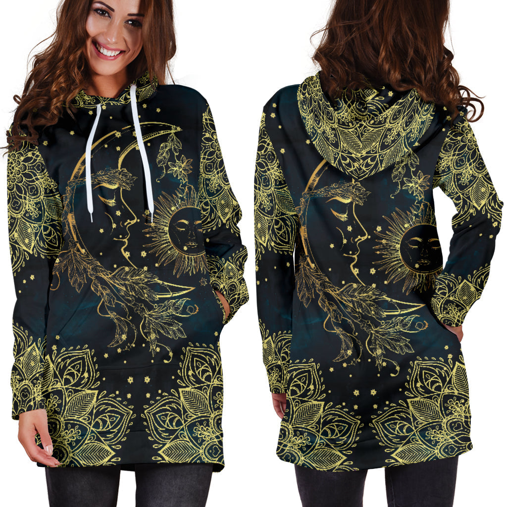 Gold Sun Moon | Hoodie Dress
