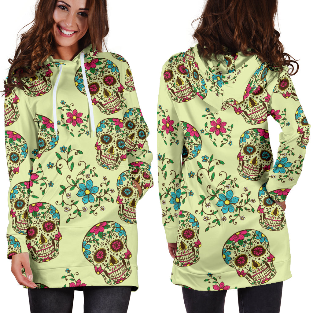 Green Sugar Skull | Unisex Hoodie Dress