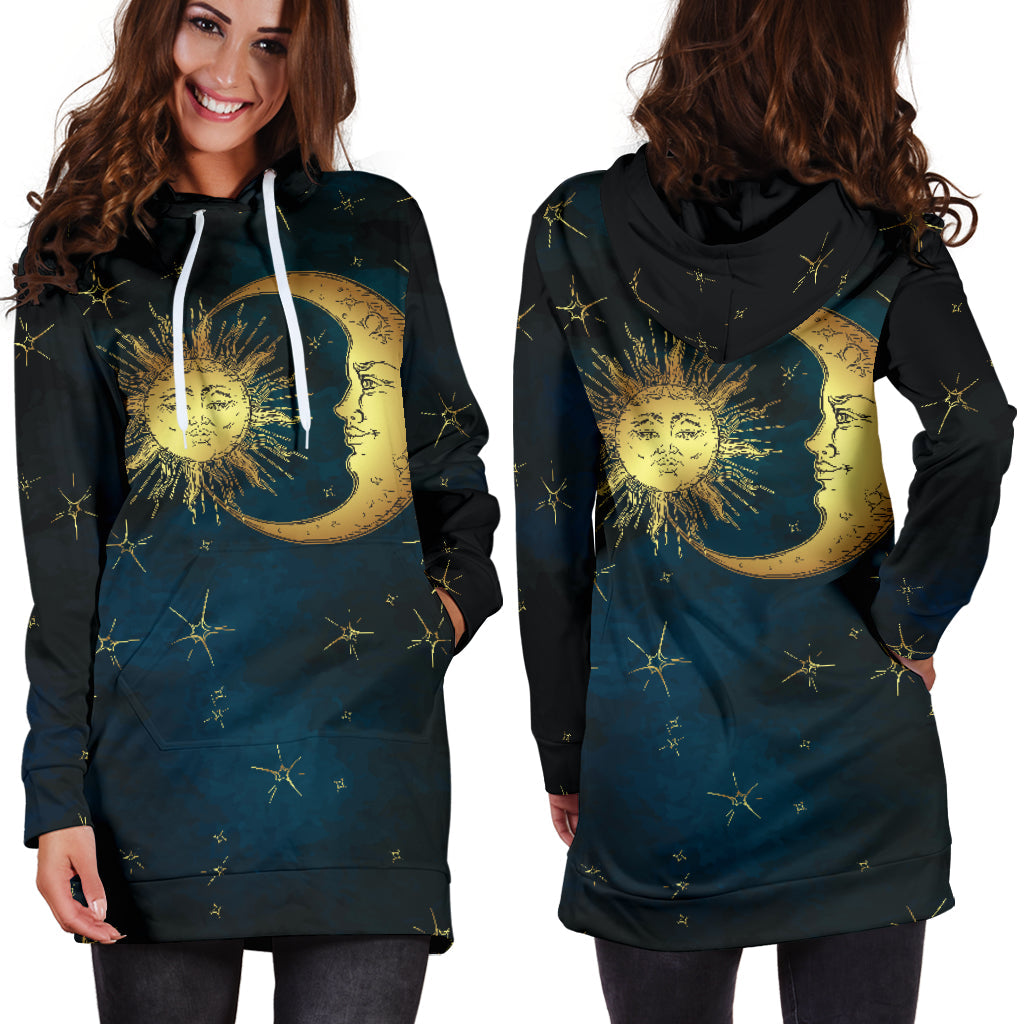 Gold Sun and Moon | Hoodie Dress