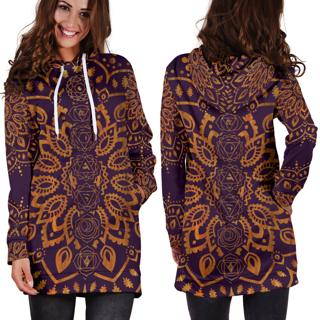 Gold Chakra Mandala | Unisex Hoodie Dress