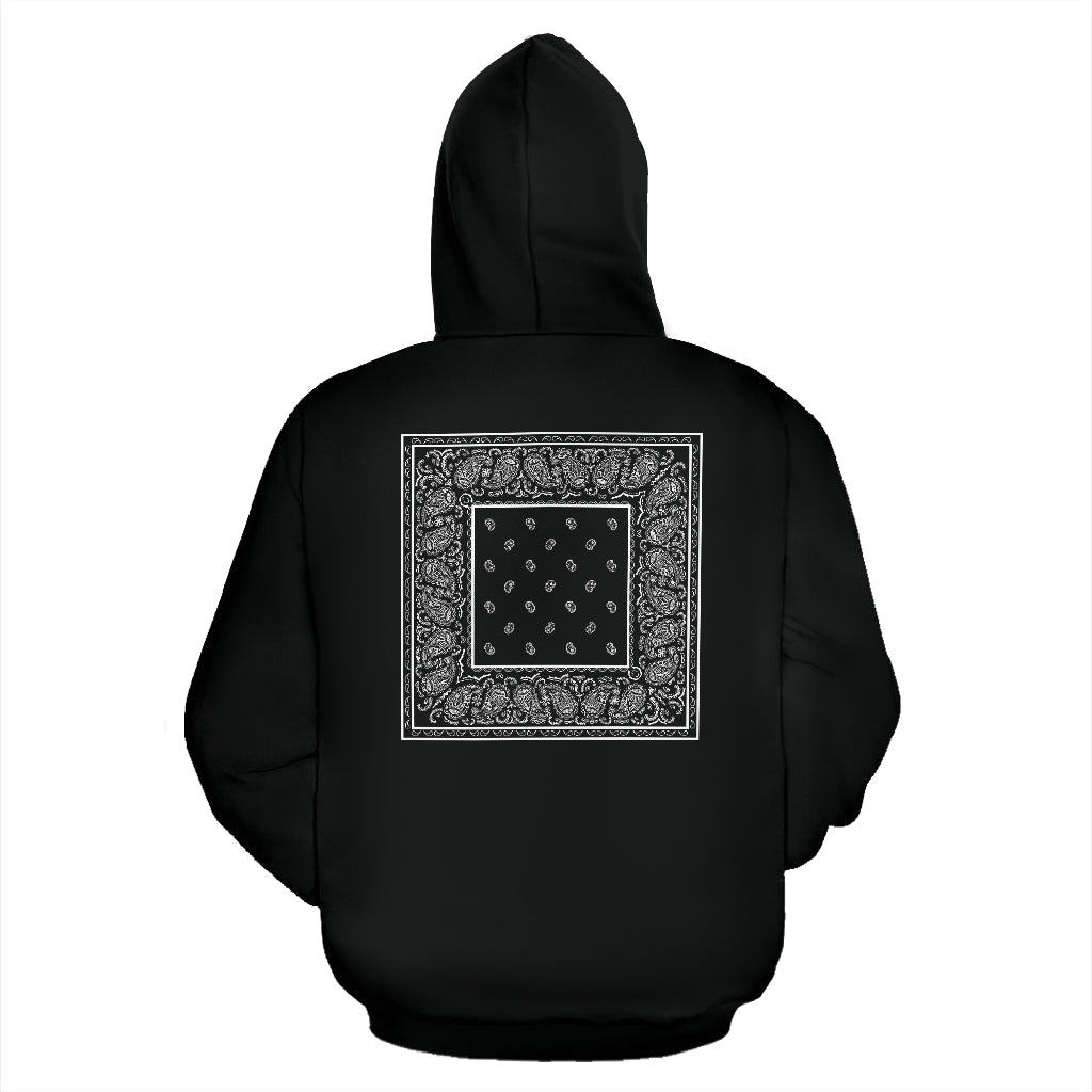 Back Print Black Bandana | Unisex Pullover Hoodie