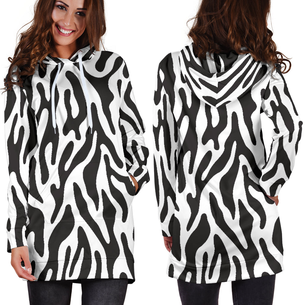 Black and White Animal Pattern | Hoodie Dress
