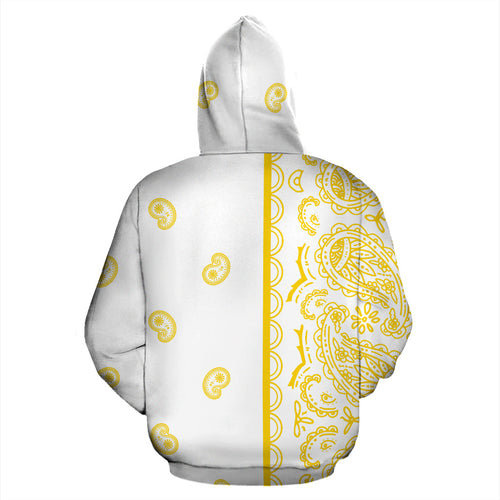 Asymmetrical White and Gold Bandana | Unisex Pullover Hoodie