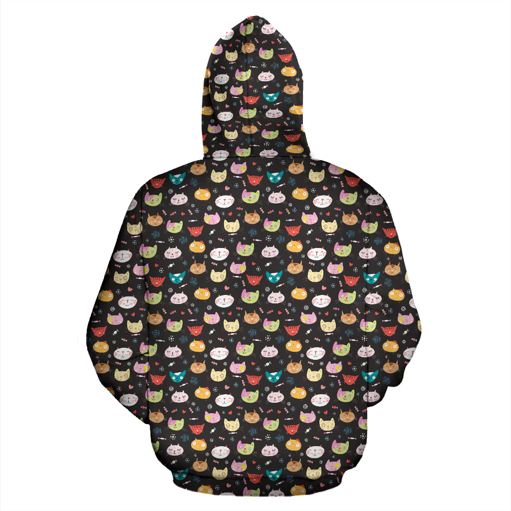 Cat Faces Black S | Unisex Hoodie