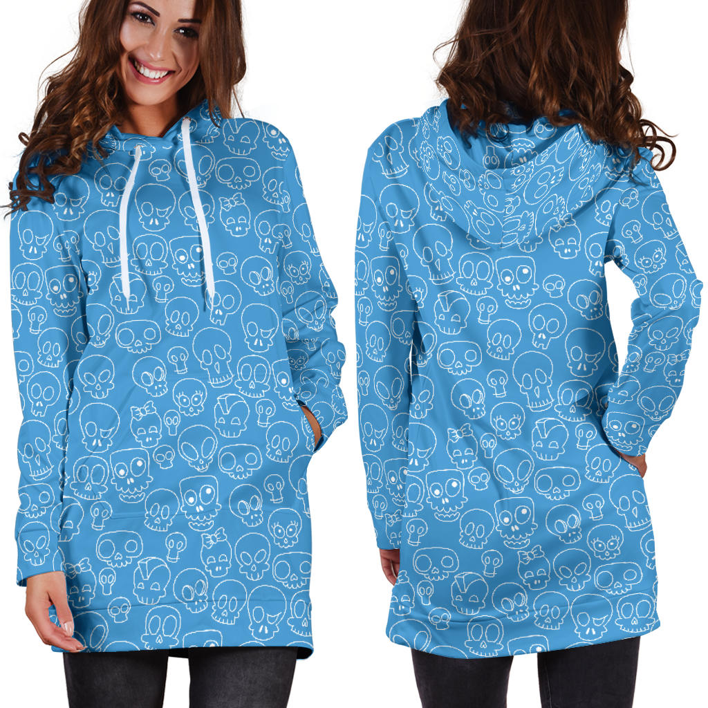 Blue Skull | Premium Ladies | Hoodie Dress