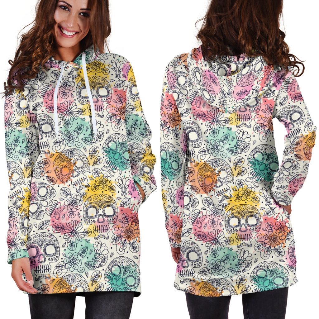 Pastel Sugar Skulls | Unisex Hoodie Dress