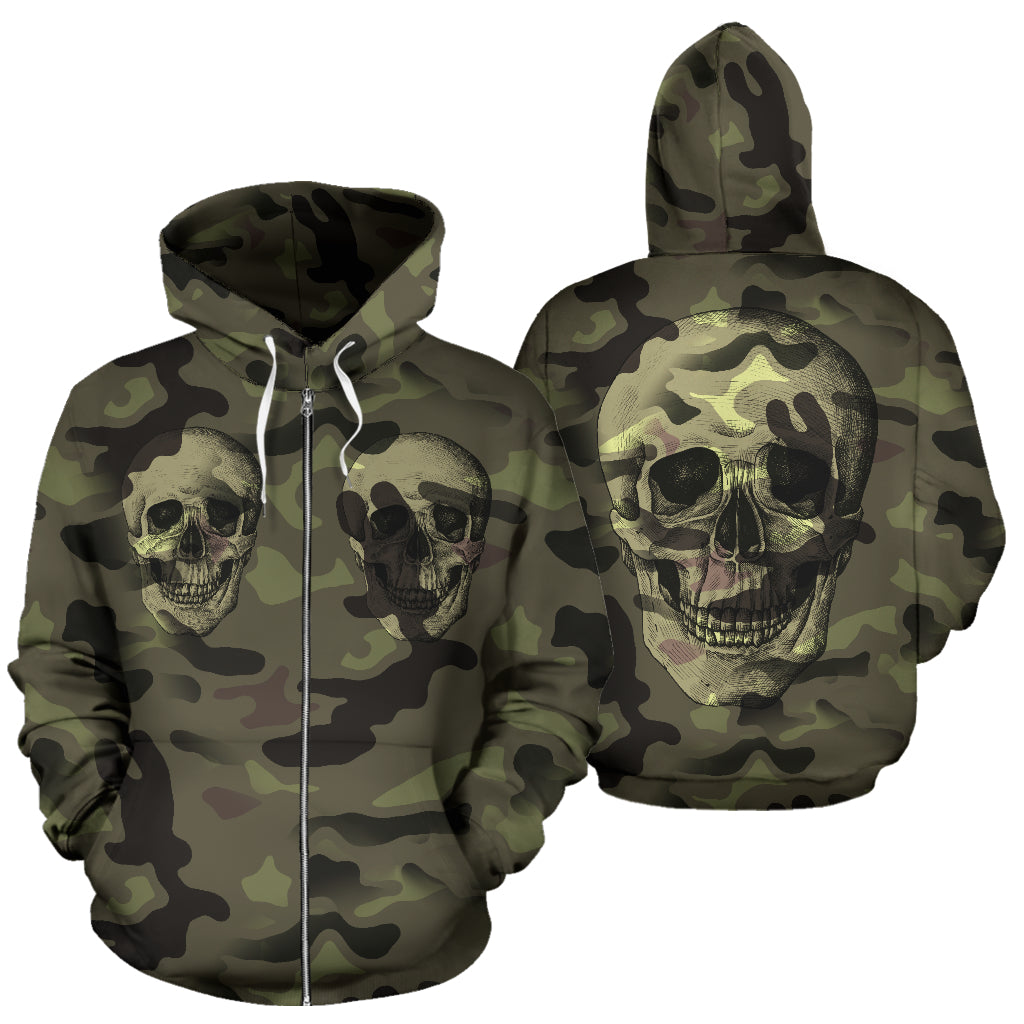 Camo Skull & Camouflage | Unisex Zip-Up Hoodie