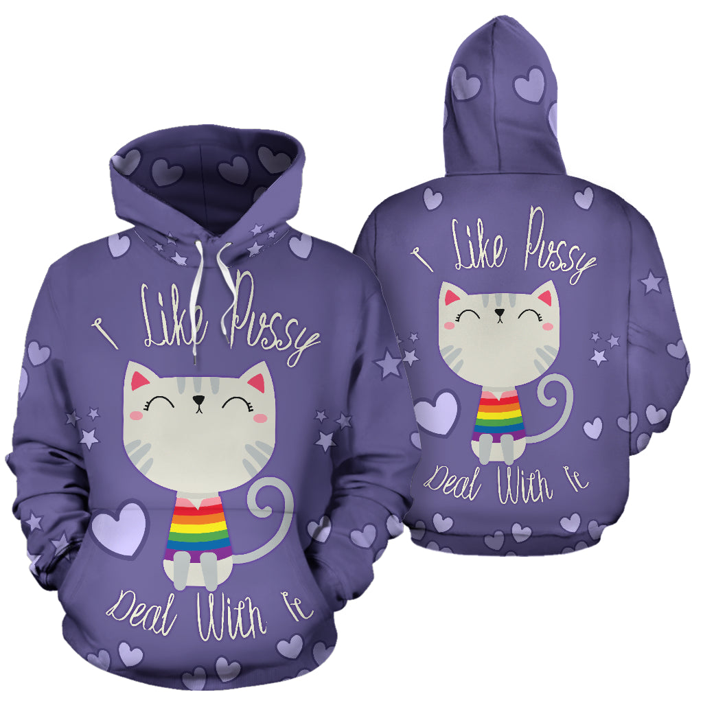 I Like Pussy Deal with It | Unisex All-Over Print Hoodie