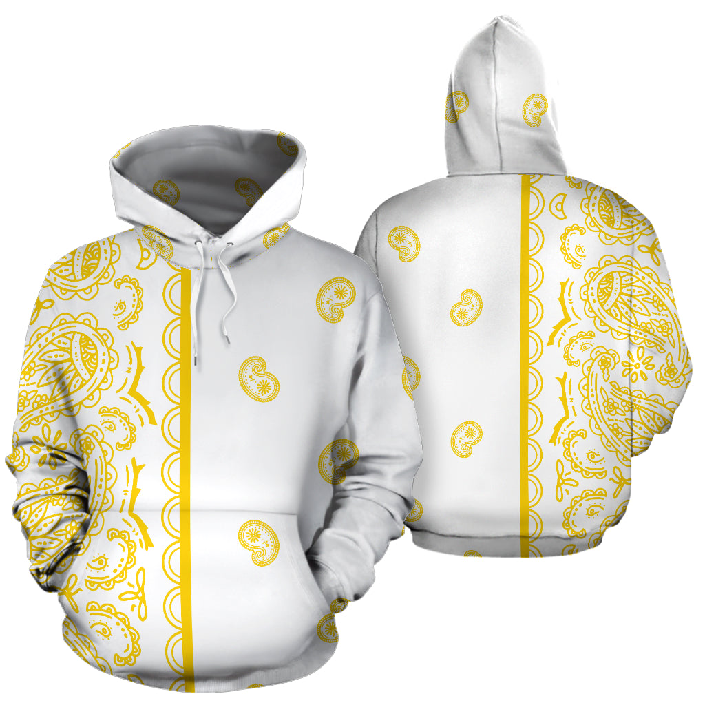 Asymmetrical White and Gold Bandana | Men's Pullover Hoodie