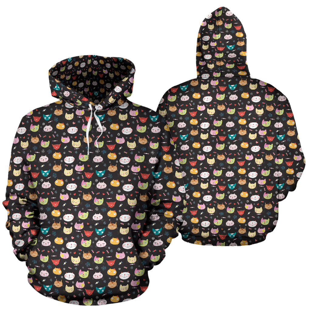 Cat Faces Black S | Unisex Hoodie