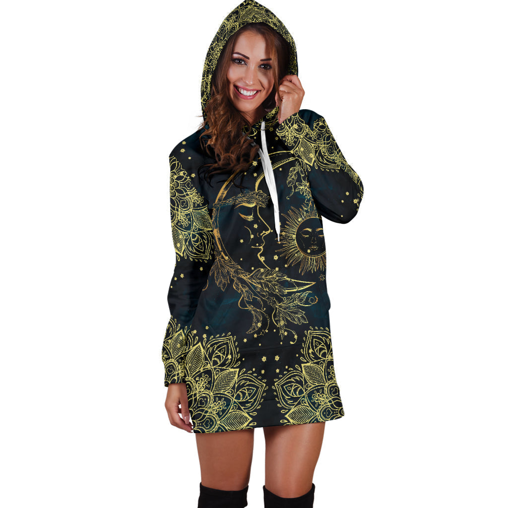 Gold Sun Moon | Hoodie Dress