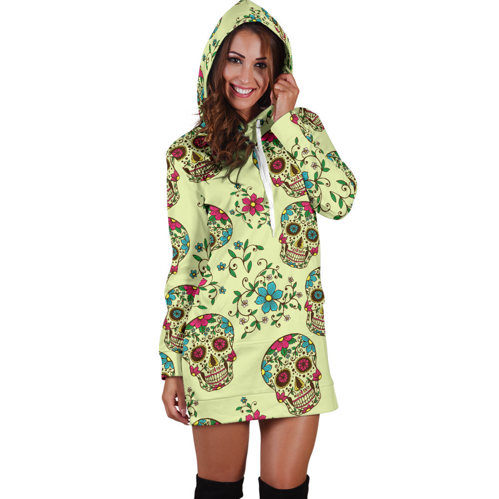 Green Sugar Skull | Unisex Hoodie Dress