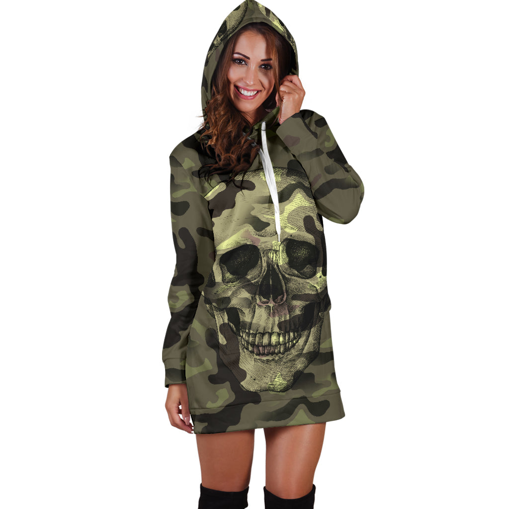 Camo Skull Camouflage with Skulls | Hoodie Dress