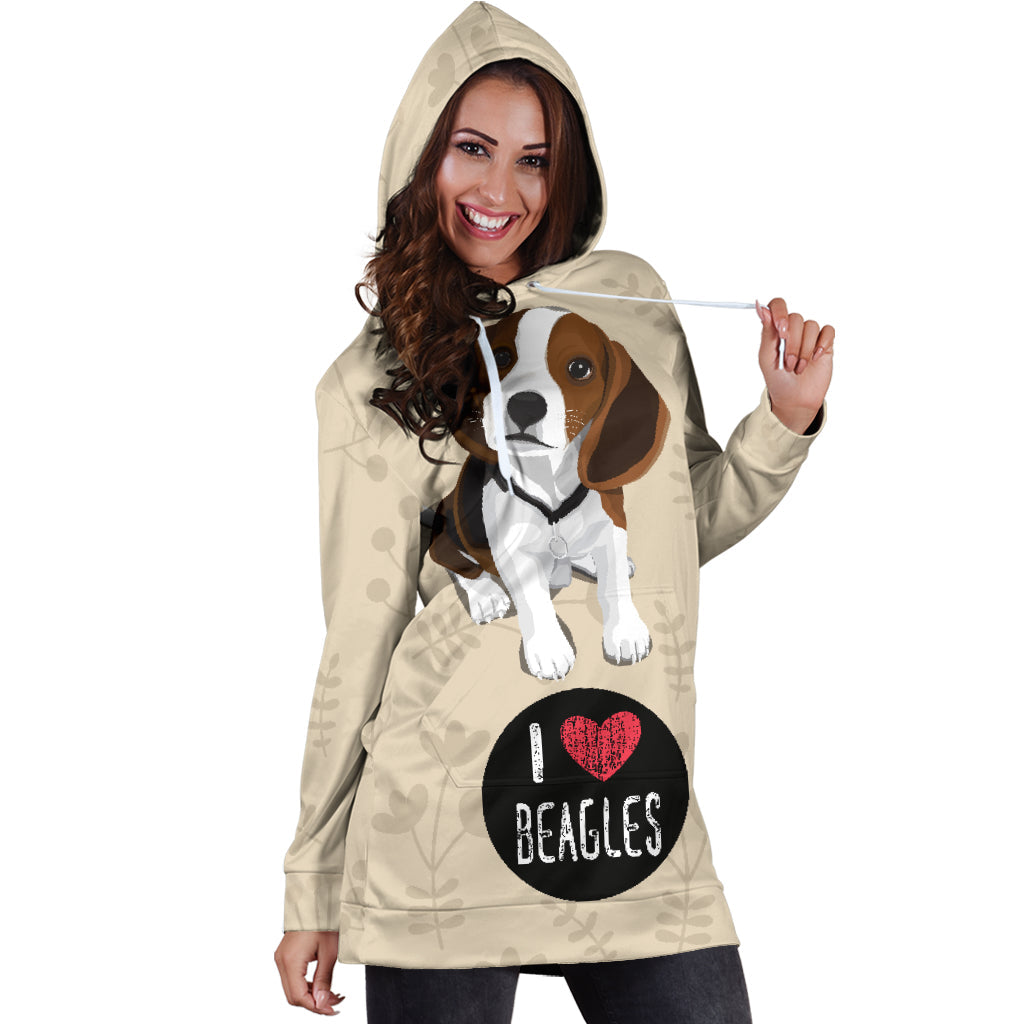 I Love Beagles for Lovers of Beagle Dogs | Hoodie Dress