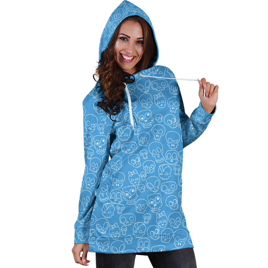 Blue Skull | Premium Ladies | Hoodie Dress