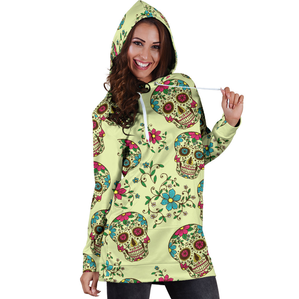Green Sugar Skull | Unisex Hoodie Dress