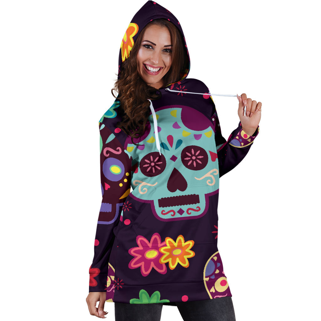 Muerte Skulls and Flowers | Hoodie Dress