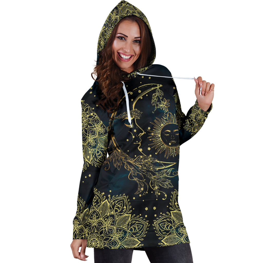 Gold Sun Moon | Hoodie Dress