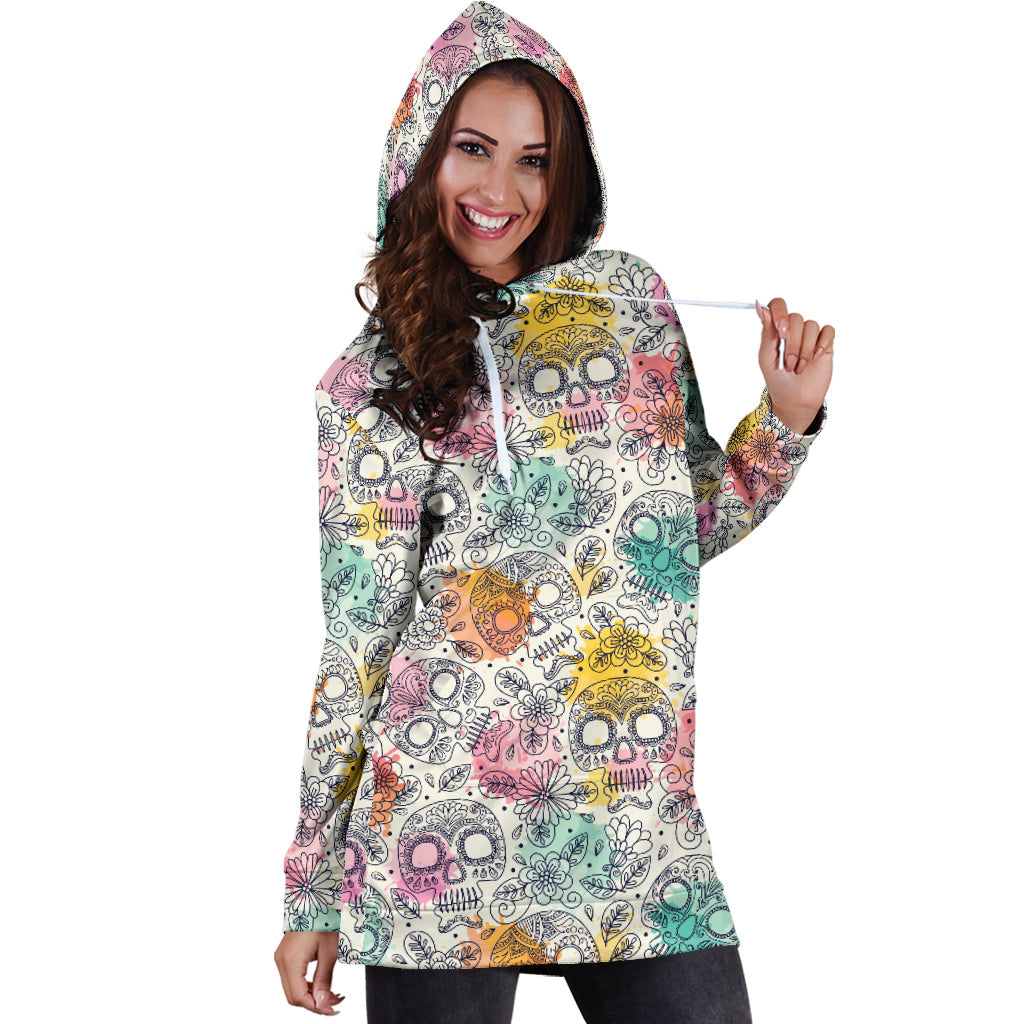Pastel Sugar Skulls | Unisex Hoodie Dress