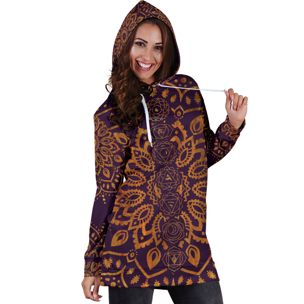 Gold Chakra Mandala | Unisex Hoodie Dress