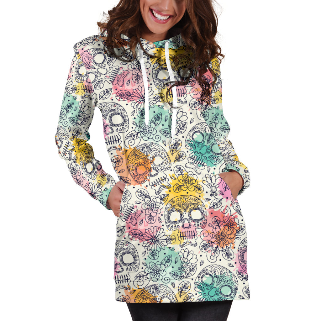 Pastel Sugar Skulls | Unisex Hoodie Dress